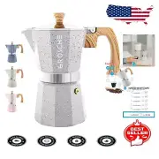 Milano Moka Pot - Classic Grey 6-Cup Stovetop Espresso Maker with Durable Finish