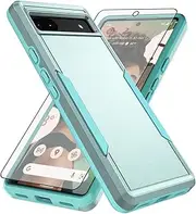 [Asuwish] Phone Case for Google Pixel 6A 5G 2022 with Tempered Glass Screen Protector Cover and Slim Thin Hybrid Full Body Protective Mobile Dual Layer Back Cell Accessories Pixel6A A6 Women Men Green