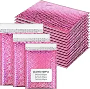 Yeyeplum 100 Pcs Bubble Mailers Delivery Poly Bags Strong Adhesion Metallic Bubble Envelopes Waterproof Padded Envelopes Durable Padded Mailers Packaging Bags for Small Business(Rose Red)