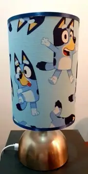 Bluey bedside touch Lamp Base fabric shade and bulb Set