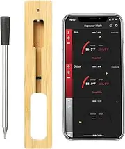Wireless Meat Thermometer, Bluetooth BBQ Thermometer, 80m App Control with Smart Temperature Alarms, Digital Meat Thermometer Probe for Air Fryer, Deep Frying, Oven, Sous Vide, Grill, Rotisserie
