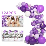 124Pcs Balloon Arch Kit Set Birthday Wedding Party Garland Decor Balloons=Purple