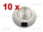 10x LED Dome Light 100mm Round 12V ON/Off Switch Cabin Roof Boat Caravan White
