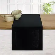 D'Moksha Homes Black Table Runner 108 inches Long - 100% Pure Linen Table Runner 14 x 108 Inch Classic Hemmed - Dresser Scarf Farmhouse Dining Table Runner for Spring, Summer, Indoor, Outdoor