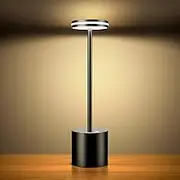 Hapfish Rechargeable Cordless LED Table Lamp, 5000mAh Battery Operated Table Lamps, 3 Color Modes, Dimmable, USB Desk Light for Home, Dining, Indoor, Outdoor, Living Room – Black