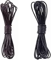 LORJE 2 Rolls 5M X 2MM Cowhide Round Leather Cords Rope String for Jewelry Making Bracelet Necklace Jewelry Making Lanyards DIY Crafts,Genuine Leather Cord.