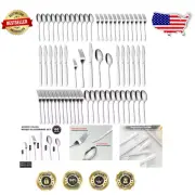 Polished Stainless Steel Cutlery Set for 12 - Forks, Spoons, and Knives Included
