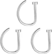 [Hocegcuy] D Shaped Fake Nose Ring Hoops Set, Silver Faux Nose Rings Nose Hoops, Septum Ring for Women