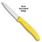 Victorinox Paring & Vegetable Knife 8cm Pointed Tip Wavy Serrated Edge Yellow