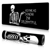 Funny Skeleton Black Mouse Pad Desk Mat, Skull Large Gaming Mousepad with Sti...