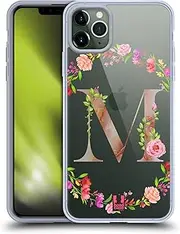 Head Case Designs Letter M Decorative Initials Gel Case [Military Grade Protection] Compatible with Apple iPhone 11 Pro Max
