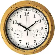 Outdoor Garden Wall Clock, with & Humidity Garden Clocks Outdoor Waterproof and Sunscreen Outside Clock Outdoor Wall Clock Indoor Outdoor Decoration 18 Inches Multicolor B