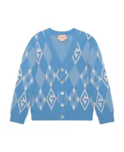 Gucci Kids V-Neck Long-Sleeved Cardigan 10Y Blue
