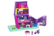 Polly Pocket Doll House with Micro Doll, Toy Bike Furniture Accessories, Transforming Pollyville Pocket House Playset