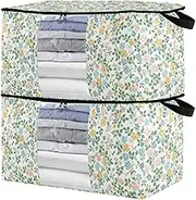 sanluoli 90L 2 Pack Under Bed Shoe Storage Organizer with Reinforced Handles, clear window Clothing Storage Closet