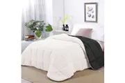 Shangri-La Linen Sherpa Fleece Reversible Comforter Set Charcoal