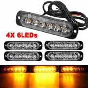4X Car Truck 6 LED Strobe Light Flash Emergency Hazard Warning Amber 18W Lamp