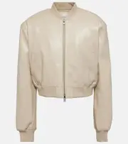 [The Frankie Shop] The Frankie Shop Micky faux leather bomber jacket AU 16 beige