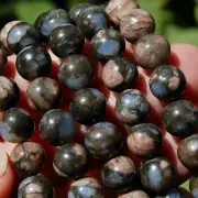 Blue Opal Llanite Crystal Beaded Bracelet, 8mm Natural Gemstone Que Sera Stone B