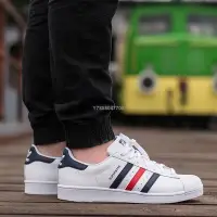 在飛比找Yahoo!奇摩拍賣優惠-Adidas Superstar 愛迪達三葉草紅藍白 復古休