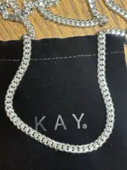 Kay Jewelers Cuban Curb Chain Necklace 6.4mm Solid Sterling Silver 24" HEAVY NEW