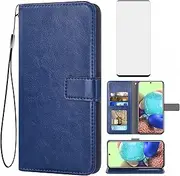 [Asuwish] Compatible with Samsung Galaxy S20 Plus Glaxay S20+ 5G Wallet Case Tempered Glass Screen Protector Flip Cover Card Holder Stand Cell Phone Cases for Gaxaly S20+5G S20plus 20S + S 20 20+ Blue