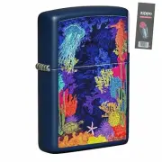 Zippo 49409 Sea Life Navy Matte Pocket Lighter + FLINT PACK