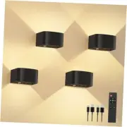 4 Pack Motion Sensor Wall Lamp with Remote Control 3 Colors Wireless Wall