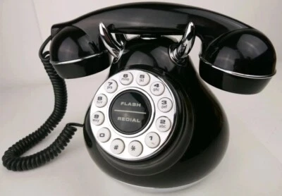 Vintage Polycocept 50's Black & White Monster Phone Push Button Dial