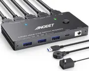 8K HDMI KVM Switch 2 Port 8K@60Hz 4K@120Hz，ANGEET USB 3.0 KVM Switch for