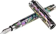[LACHIEVA LUX] Sea Shell Abalone Fountain Pen with Germany SCHMIDT Fine Nib. Luxury Pen for Every holiday. Nice Writing Handmade Premium Pen Gift Set for Men and Women.