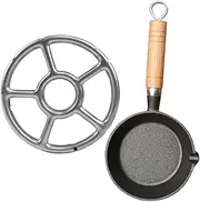 Toyvian Mini Omelette Pan Cast for Cooking Egg Frying Pan Wooden Handle for Camping