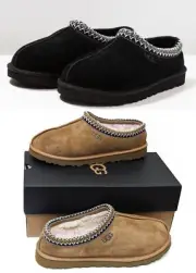 New Men's UGG Brand Moccasin Tasman Slip on Casual Slipper Shoes Black Chestnut