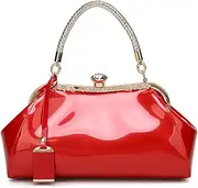 [YOUNXSL] Glossy Patent Leather Handbag for Women Top Handle Tote Bag Evening Shoulder Bag Wedding Satchel Retro Purse