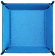 MACHSWON Dice Tray PU Leather Folding Square Holder for Dice Games, Jewelry, Keys, Blue