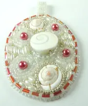 Handmade Shiva Sea Shells Pearls & Seed Bead Pendant Beach Wedding Statement