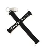 HOPE (Isaiah 40:31) Cross Black & Stainless Steel Faith Religious Necklace w/chn