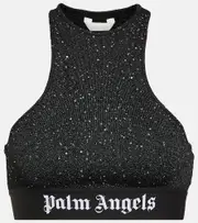 [Palm Angels] Palm Angels Printed logo bra top AU 12 black