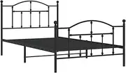 vidaXL Sophisticated Black Metal Bed Frame with Storage Space, Headboard and Footboard - King Single (107x203 cm)