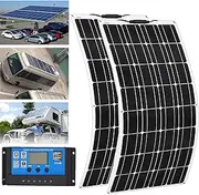 2pcs 800W Flexible Monocrystalline Solar Panel with 40A Waterproof Charge Controller, 12V Car Battery Solar Charger Off Grid Module for Home Roof,RV,Boat,Tent