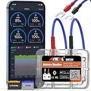 ANCEL BM200 Bluetooth 12V Battery Monitor Car Battery Tester for Lithium & Lead-Acid Batteries with Cranking Charging Test Alarm Record Voltage History for Car/RV/Motorcycle/Truck/Boat