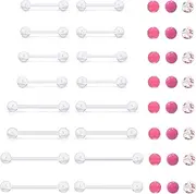 [Hoeudjo] Tongue Rings Plastic Nipple Rings for Surgery Clear Tongue Ring for Women Tongue Retainer Straight Barbell Bar Length 14/16/19/22mm, Plastic, plastic