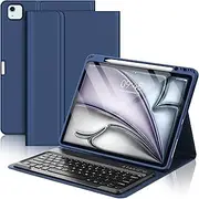SENGBIRCH iPad Air 13 inch Case Keyboard, Detachable Wireless Keypad for iPad 13 M3 2025/M2 2024, Smart Folio Keyboard with Pencil Holder, Rechargeable Key Board Cover for 2024 iPad Air 13, Navy Blue
