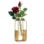 Nordic Style Creative Hydroponic Vase Ornament Modern Living Room Home Decoration Floral Metal Flower Stand Test Tube Glass Vase