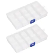 2pcs Component Storage Box 15 Grids PP Electronic Organizer Box with Driver