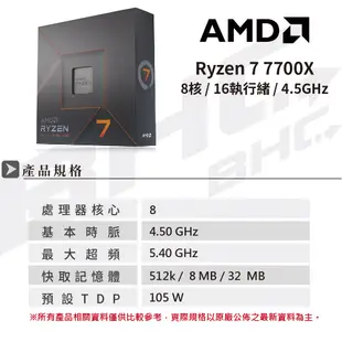 AMD R7 7700X【8核/16緒】中央處理器