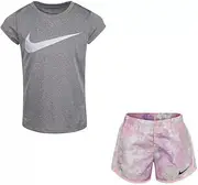 Baby Girls Nike Iridescent Swoosh T-Shirt & Tie Dye Shorts Set 18M