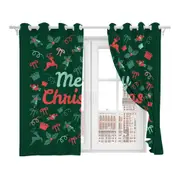 1 Pair Christmas Full Blackout 3D Printed Curtains for Bedroom and Living Thermal Insulated