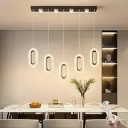 Ganeed Dimmable LED Chandelier, Modern LED Pendant Light with 5 Lights, Adjustable Height Chandelier Light Fixture for Kitchen Dining Room Bedroom Kitchen Island Black