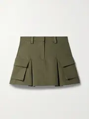 [The Frankie Shop] The Frankie Shop - Audrey Pleated Cotton-twill Mini Skirt - Green - large large Green